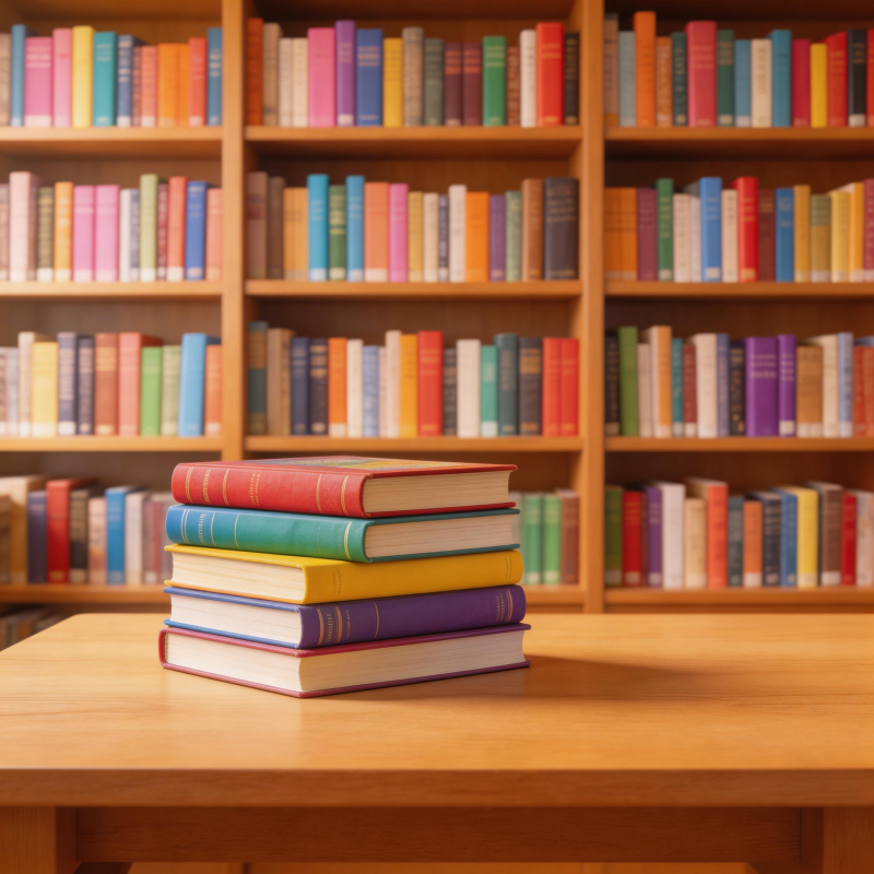 书堆与书架图片