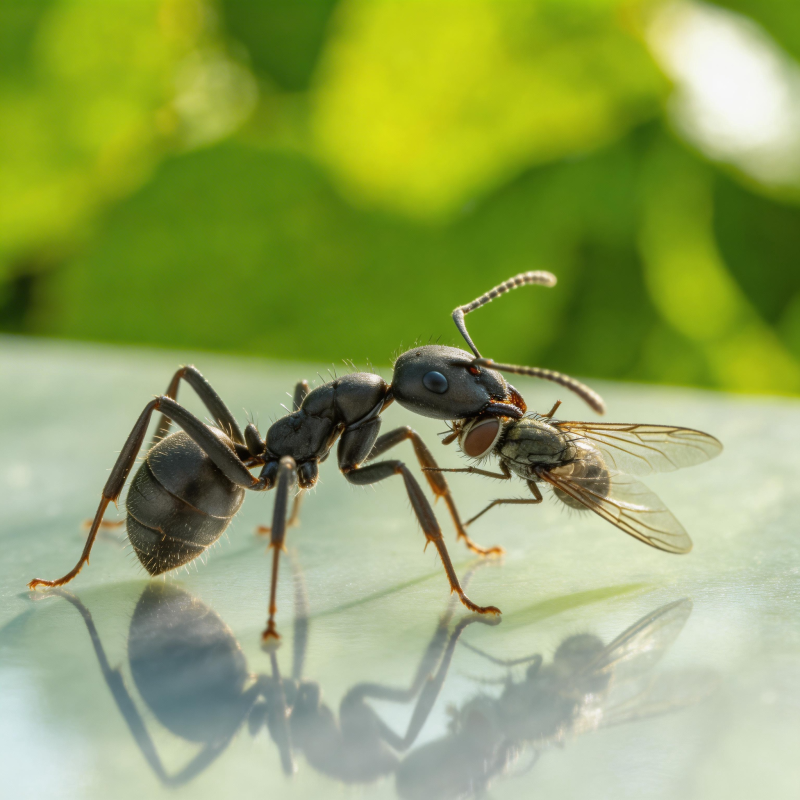 蚂蚁捕食飞虫图片