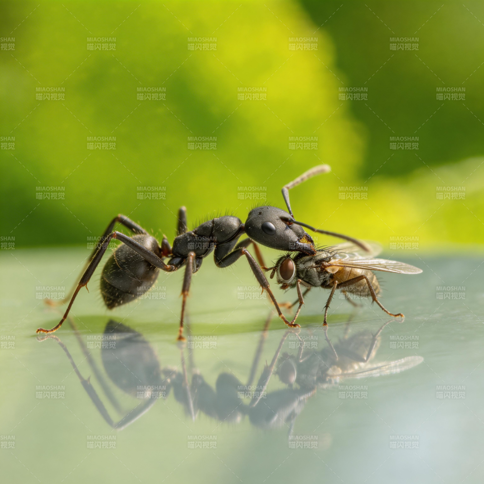 蚂蚁捕食苍蝇图片