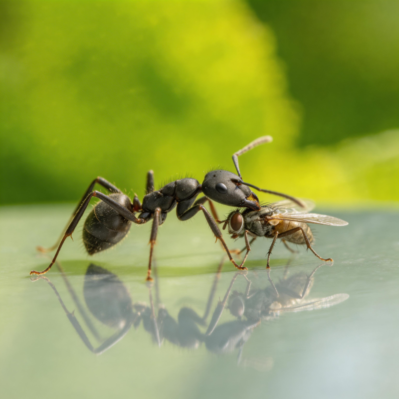 蚂蚁捕食苍蝇图片
