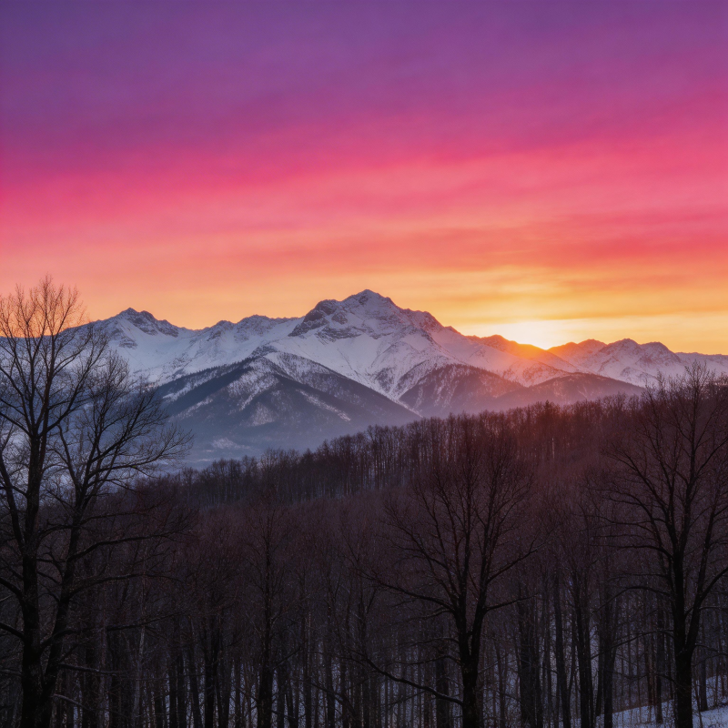 雪山日落 霞光满天图片