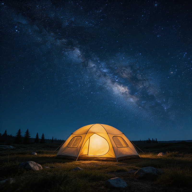 星空下的温暖帐篷图片