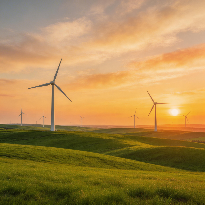 风车日落田园风光图片
