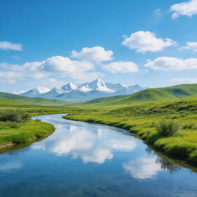 雪山映碧水图片