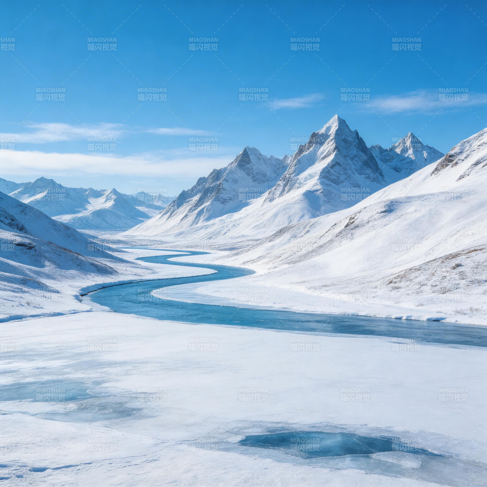 雪山冰河美景图片