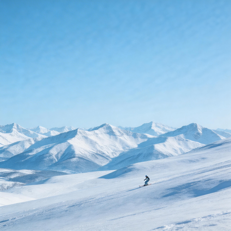 雪原滑雪 山峦如画图片