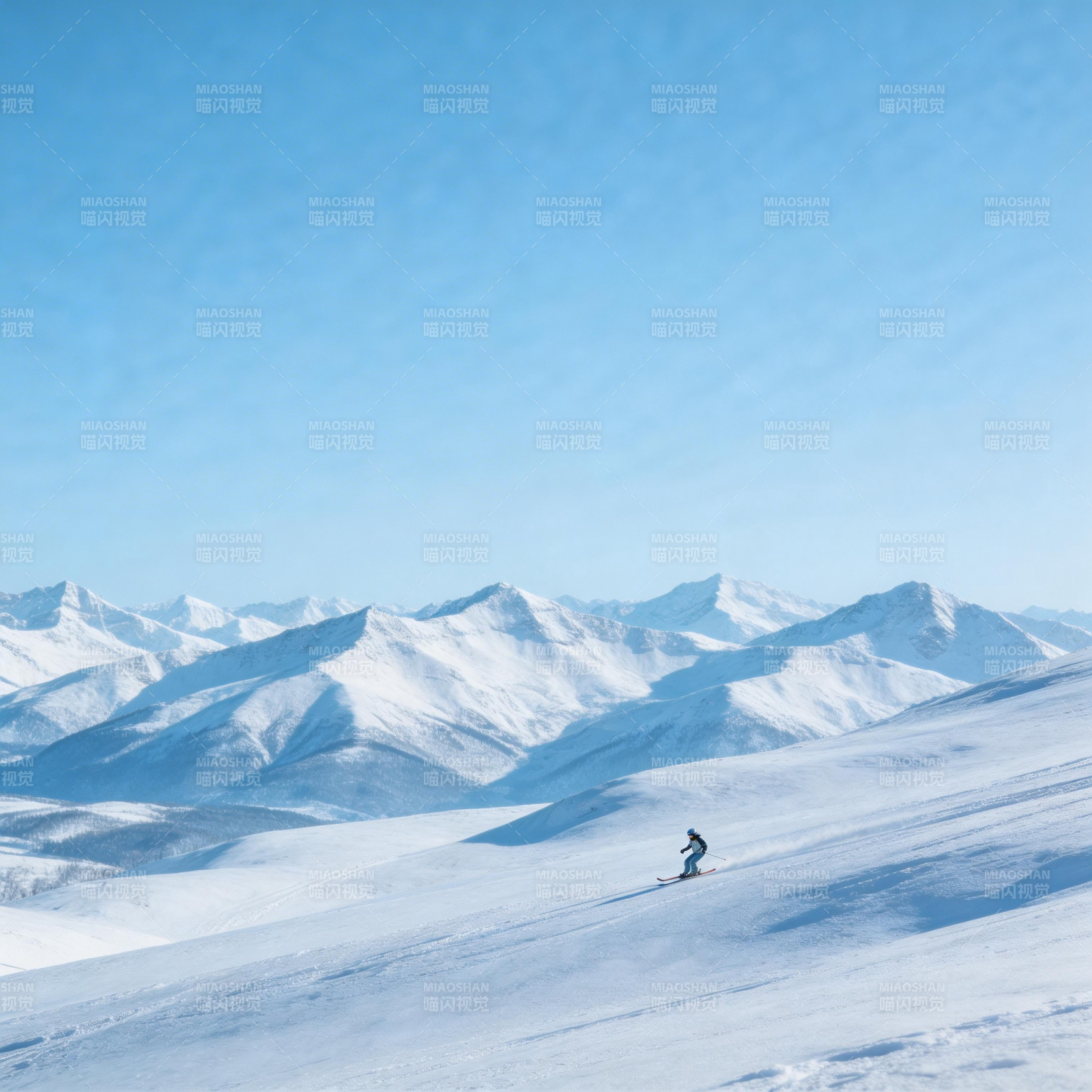 雪原滑雪 山峦如画图片