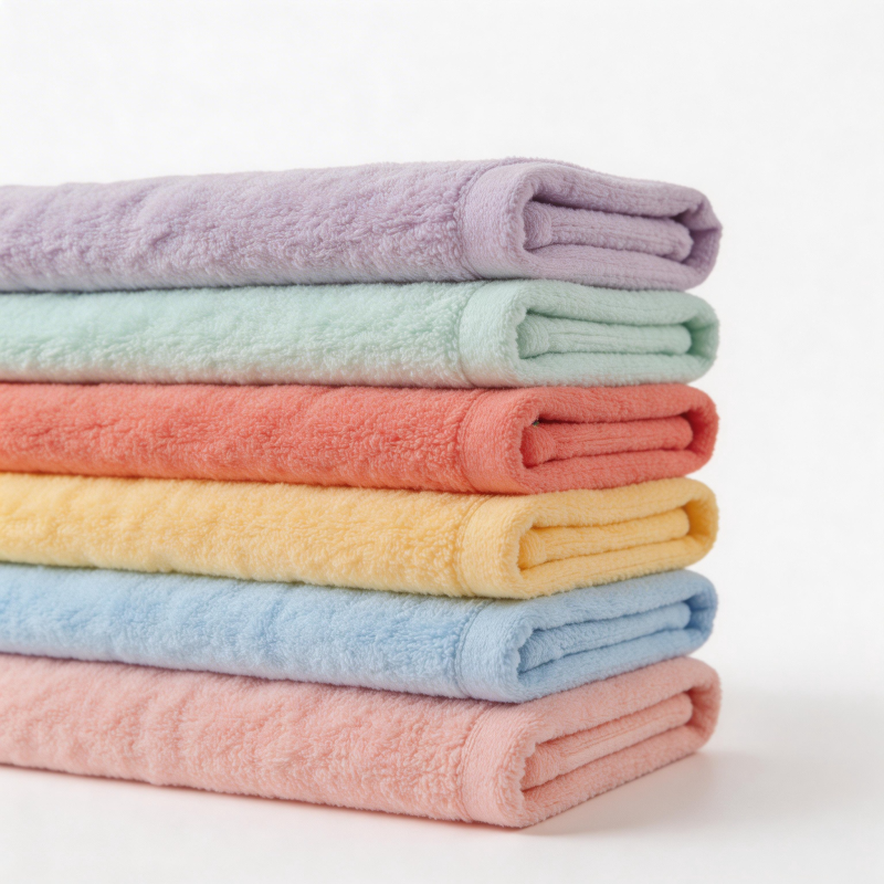 彩色毛巾叠放图片