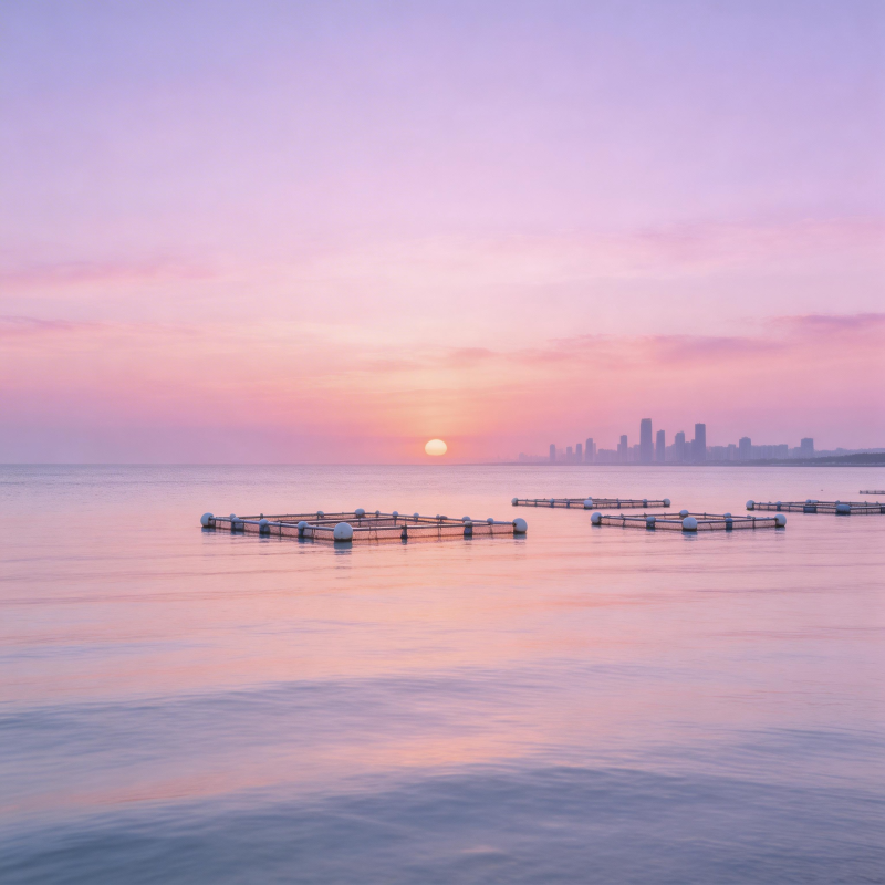 日出海景城市剪影图片