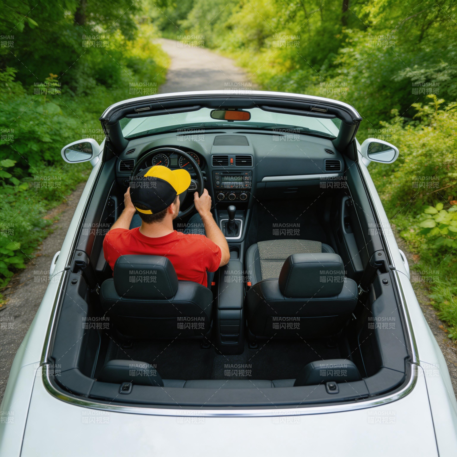 敞篷车林间驰骋图片