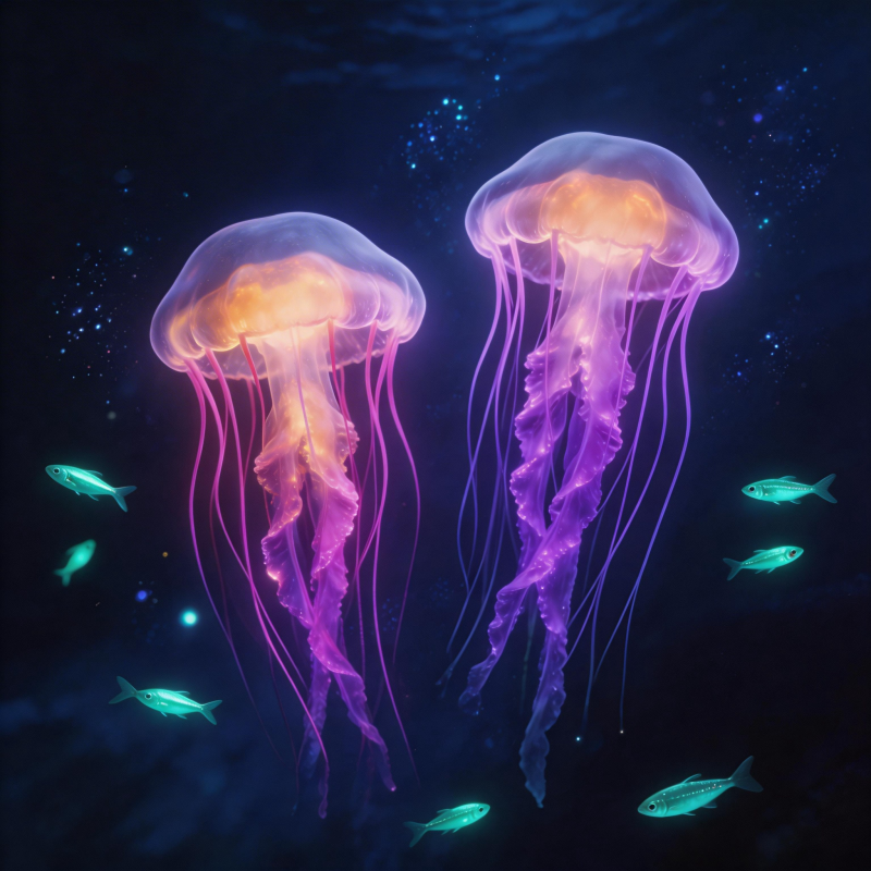 梦幻水母夜游图片