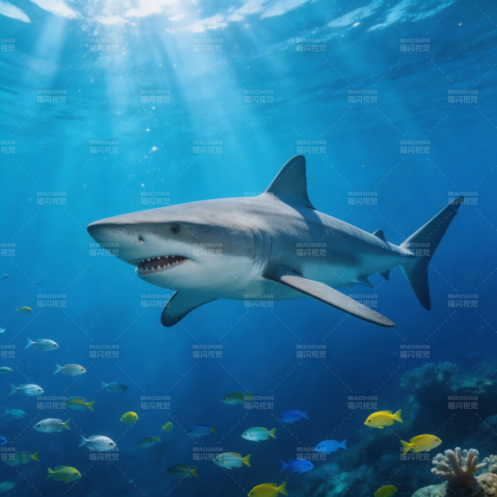 深海鲨鱼巡游图片