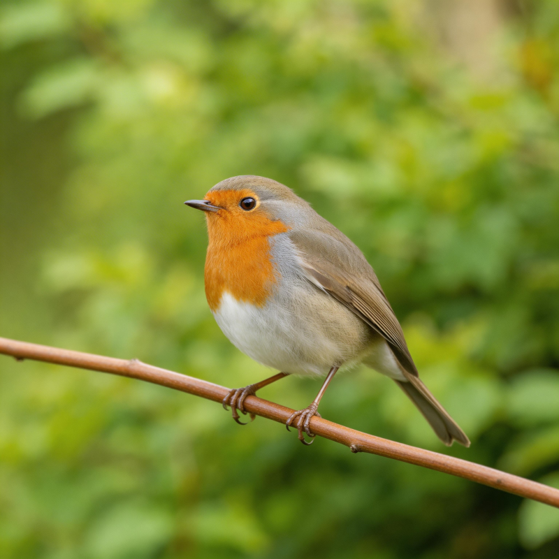 红胸知更鸟栖枝头图片