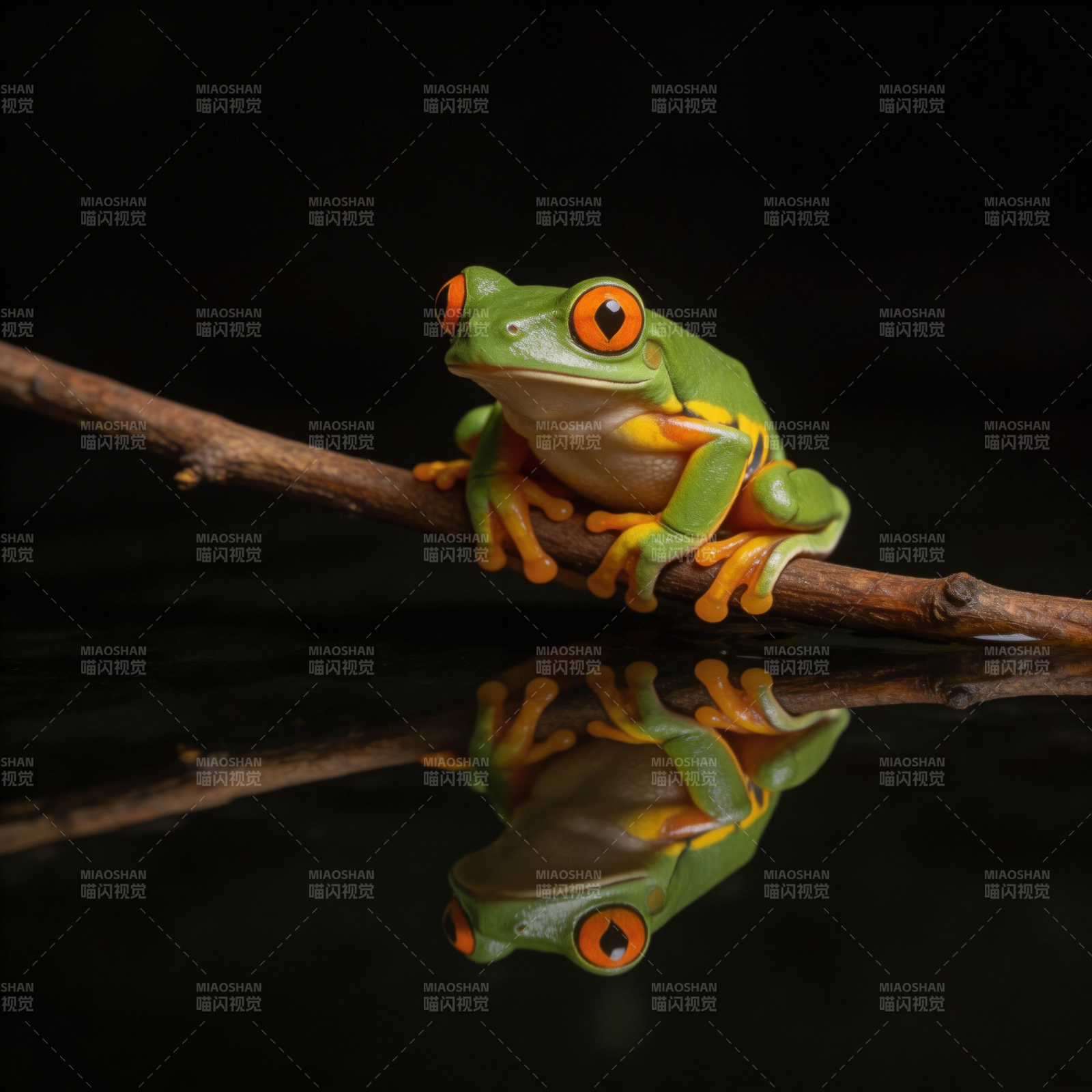 红眼树蛙栖枝图片