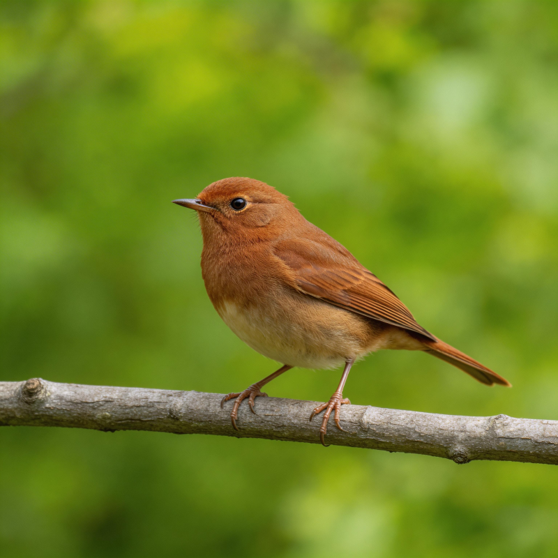 棕鸟栖枝 绿意盎然图片