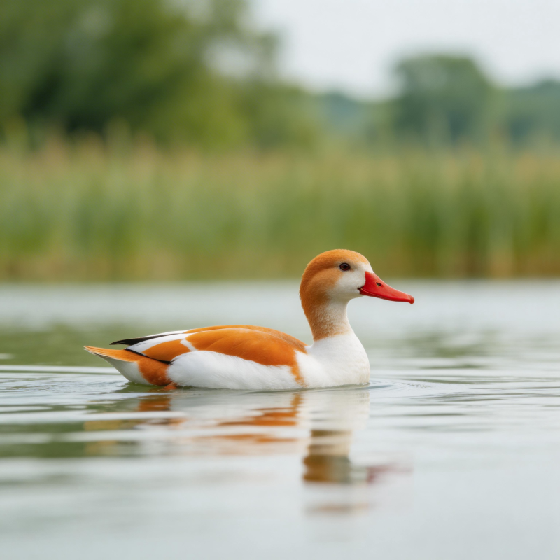 赤嘴鸭悠游水面图片