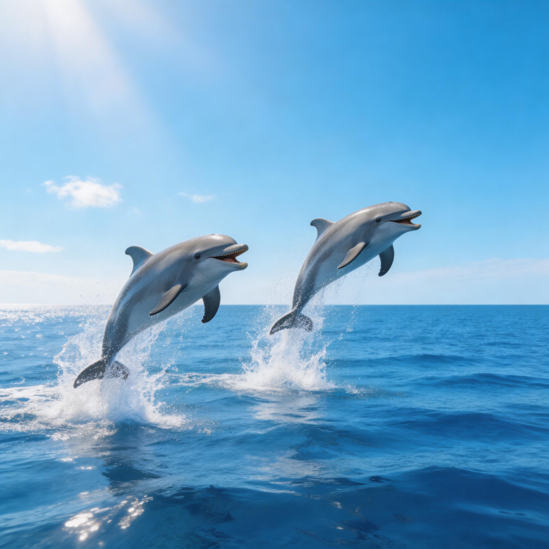 海豚跃出水面图片