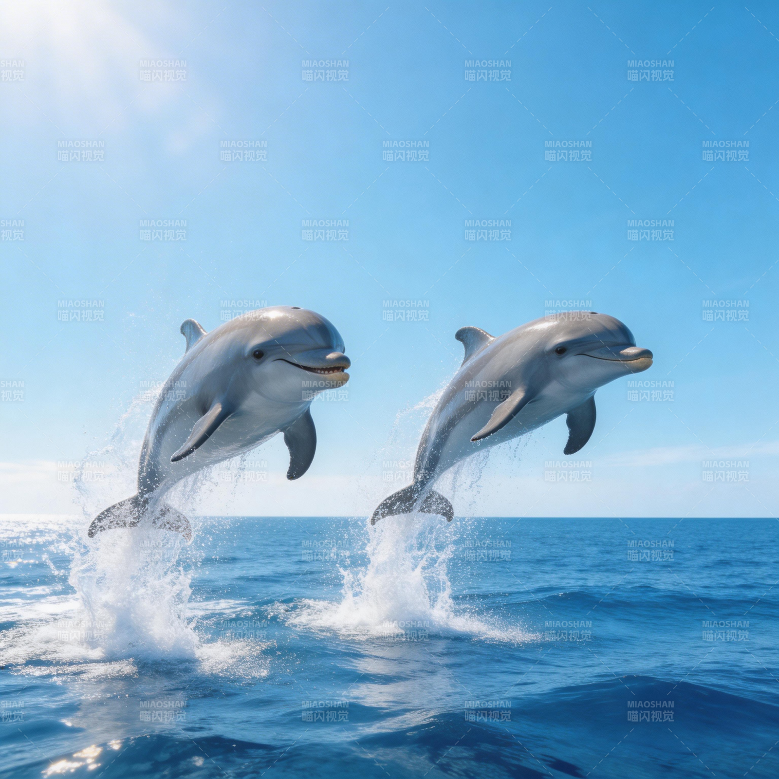 海豚跃出水面图片
