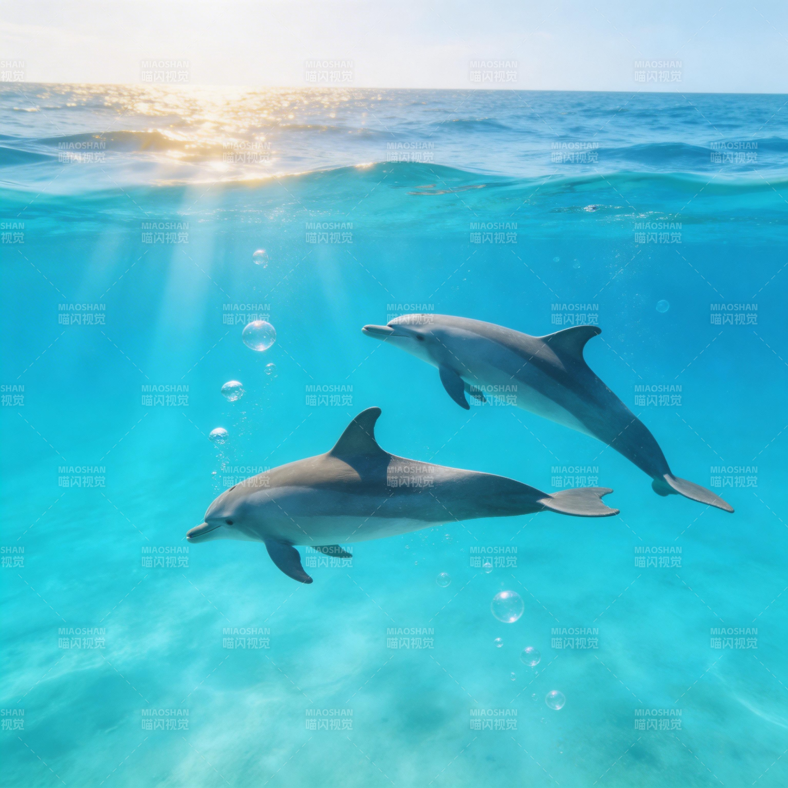 海豚共舞碧波间图片
