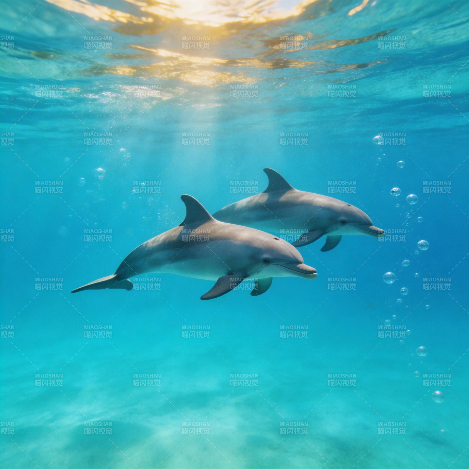 海豚共舞碧波中图片