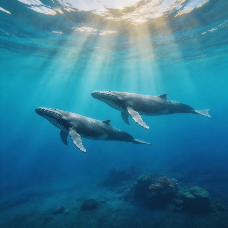 鲸鱼共舞深海蓝图片