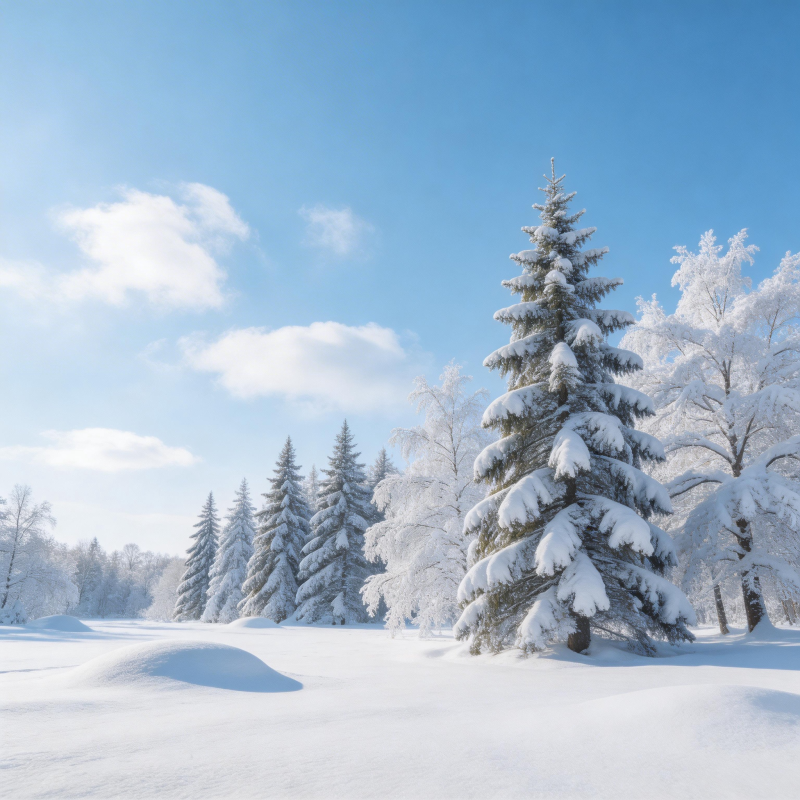 雪覆松林 冬日静谧图片