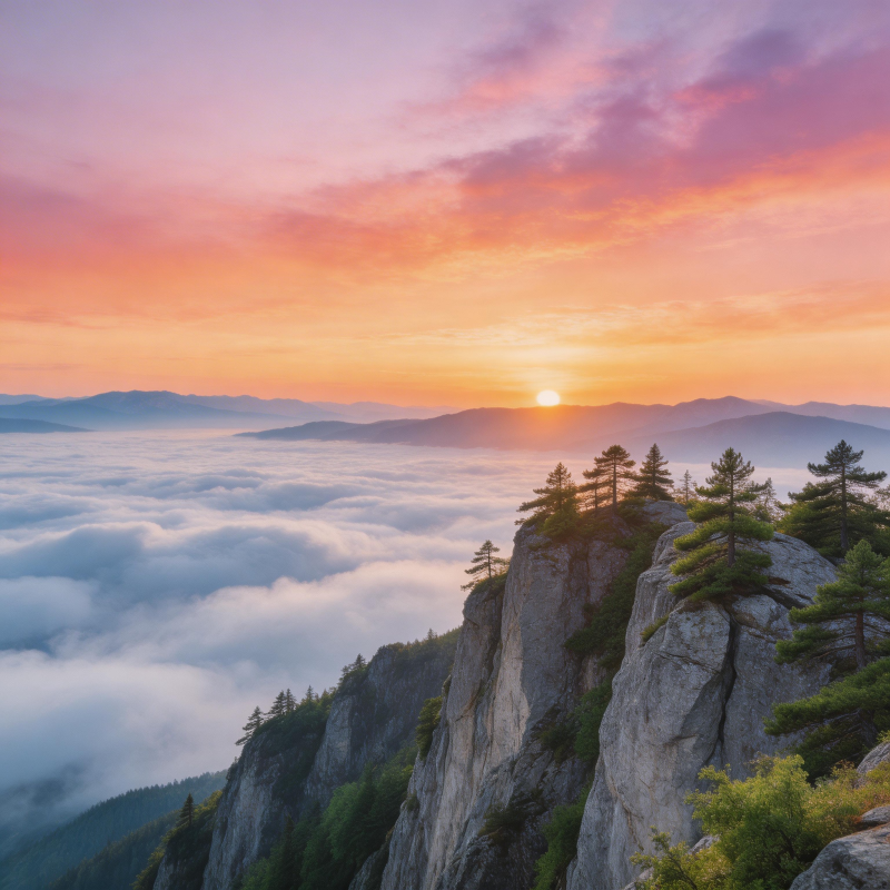 云海日出山巅图片