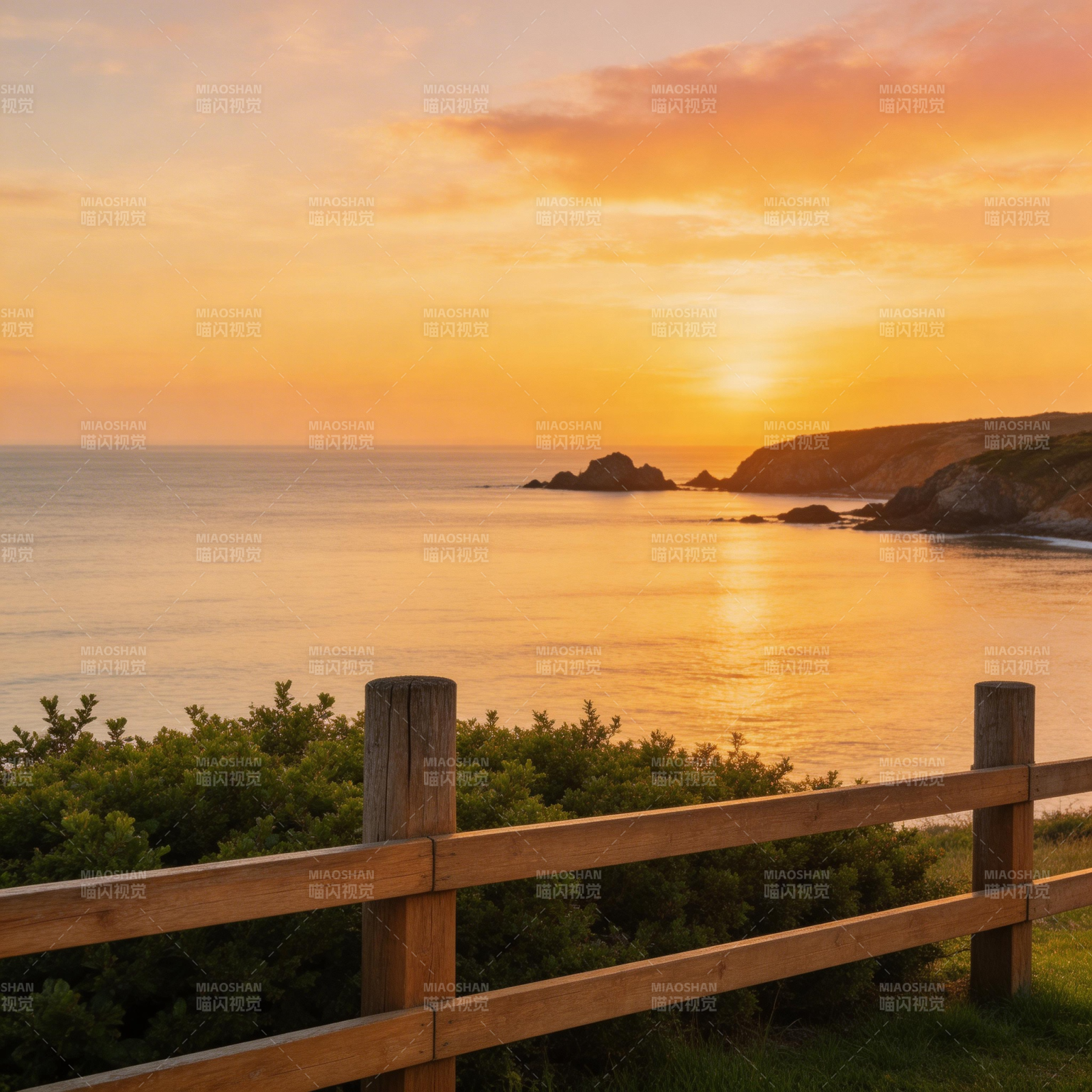 夕阳海景 静谧海岸图片