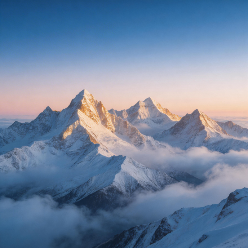 雪山之巅云海涌图片