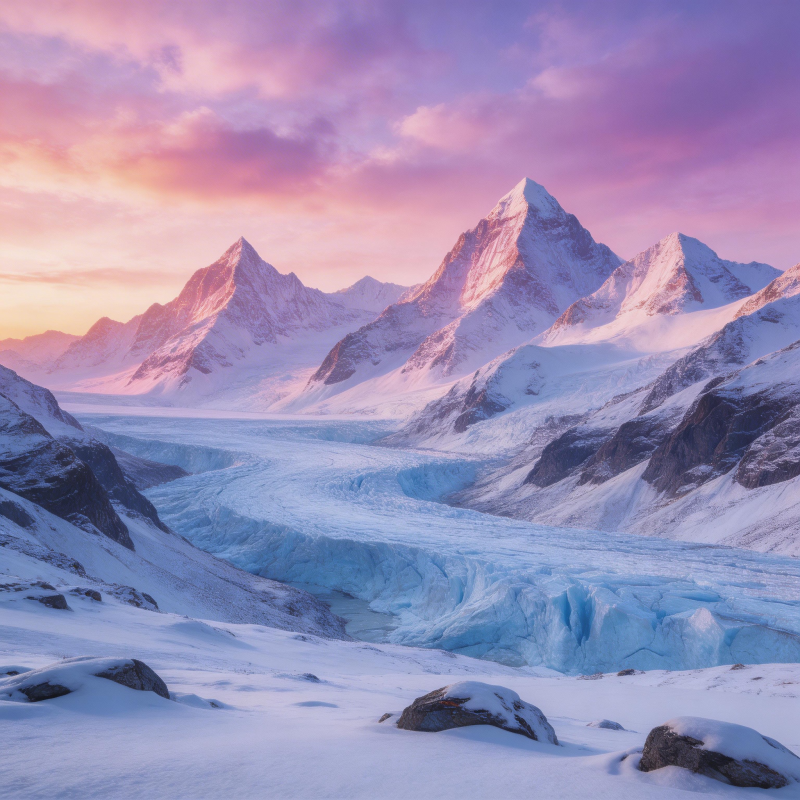 雪山日出美景图片