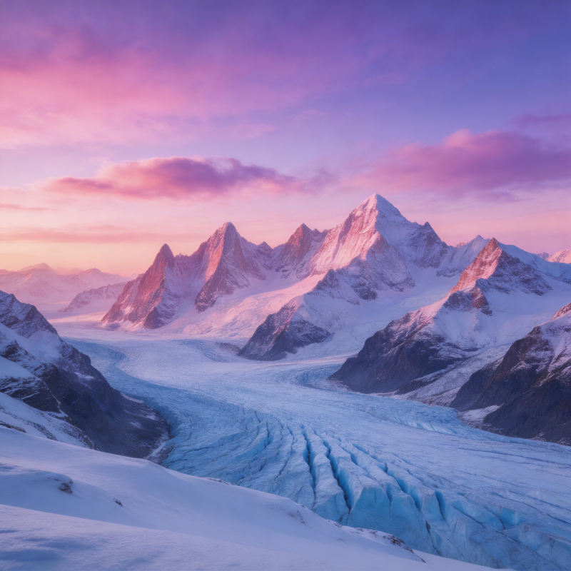 雪山日出美景图片