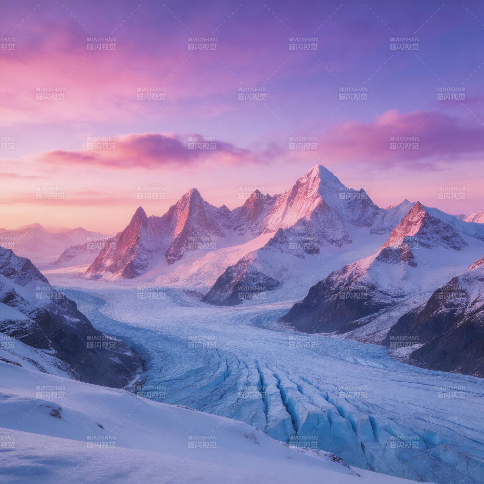 雪山日出美景图片