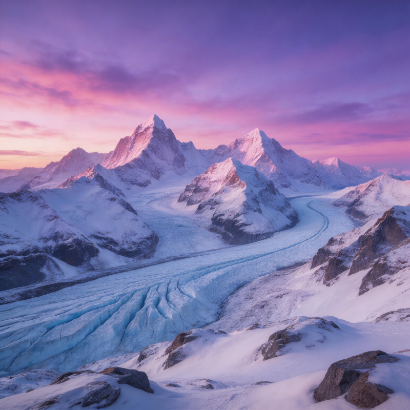 雪山日出美景图片