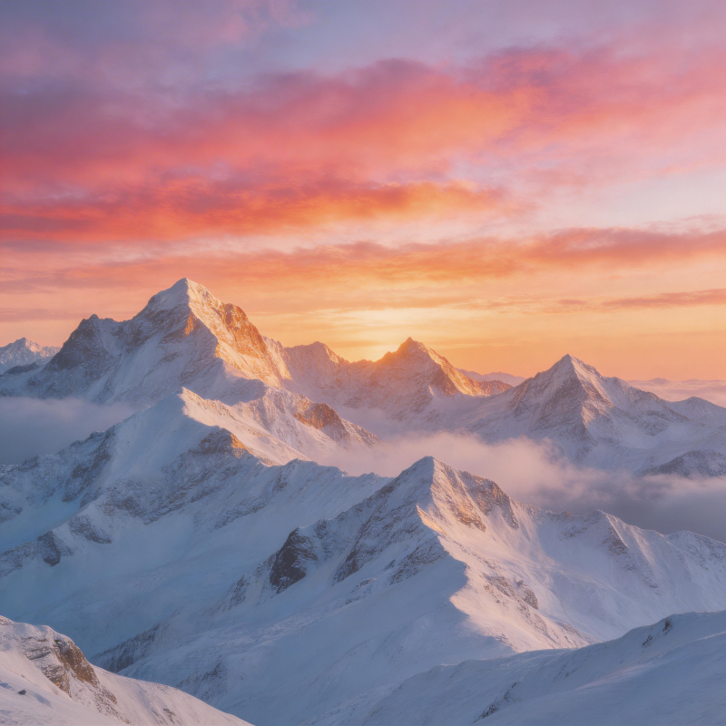 雪山日出美景图片