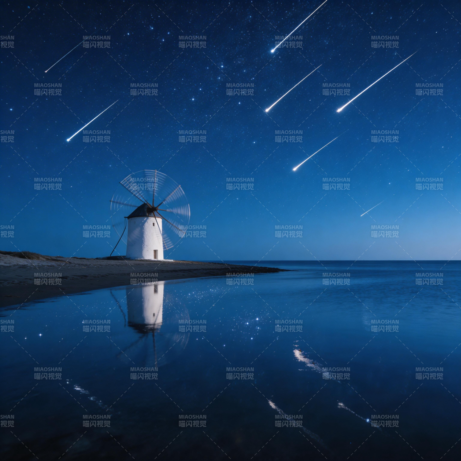 星轨风车夜景图片