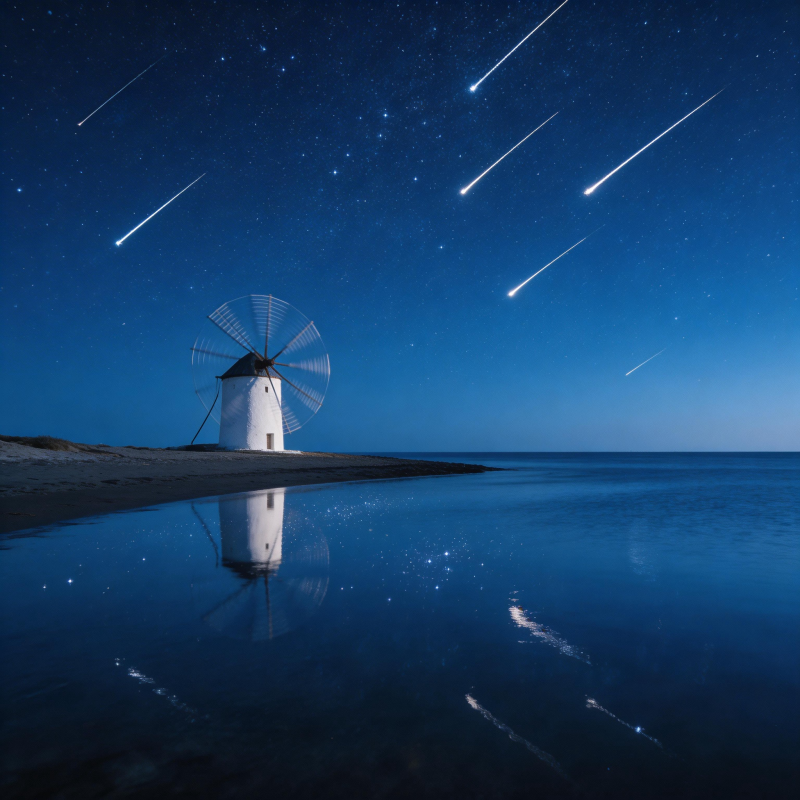 星轨风车夜景图片
