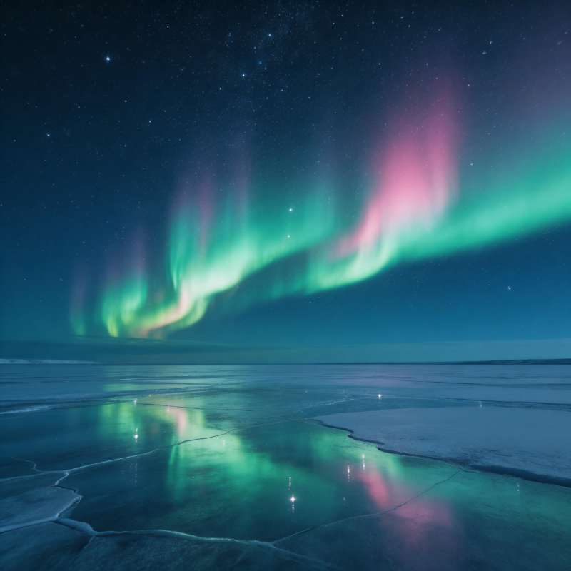 极光映冰湖图片