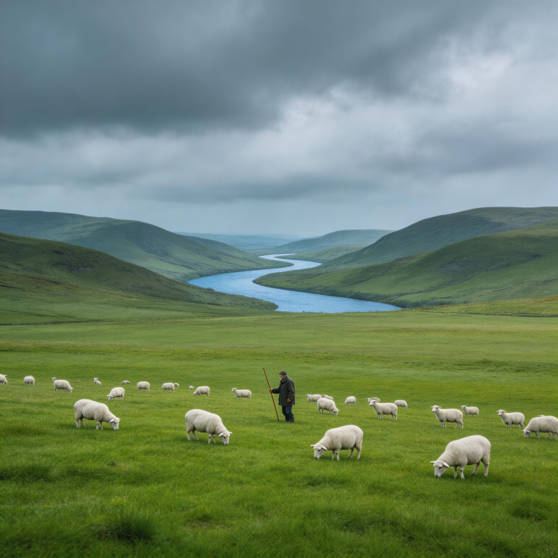 牧羊人与羊群图片
