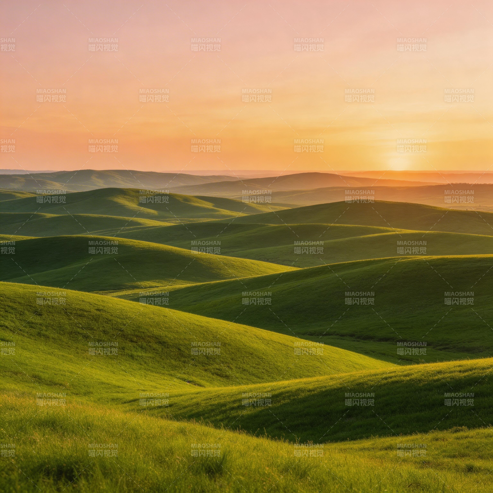 草原日落美景图片