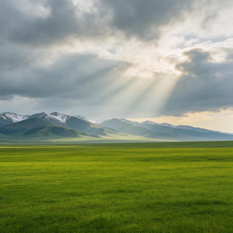 草原晨光破云图片