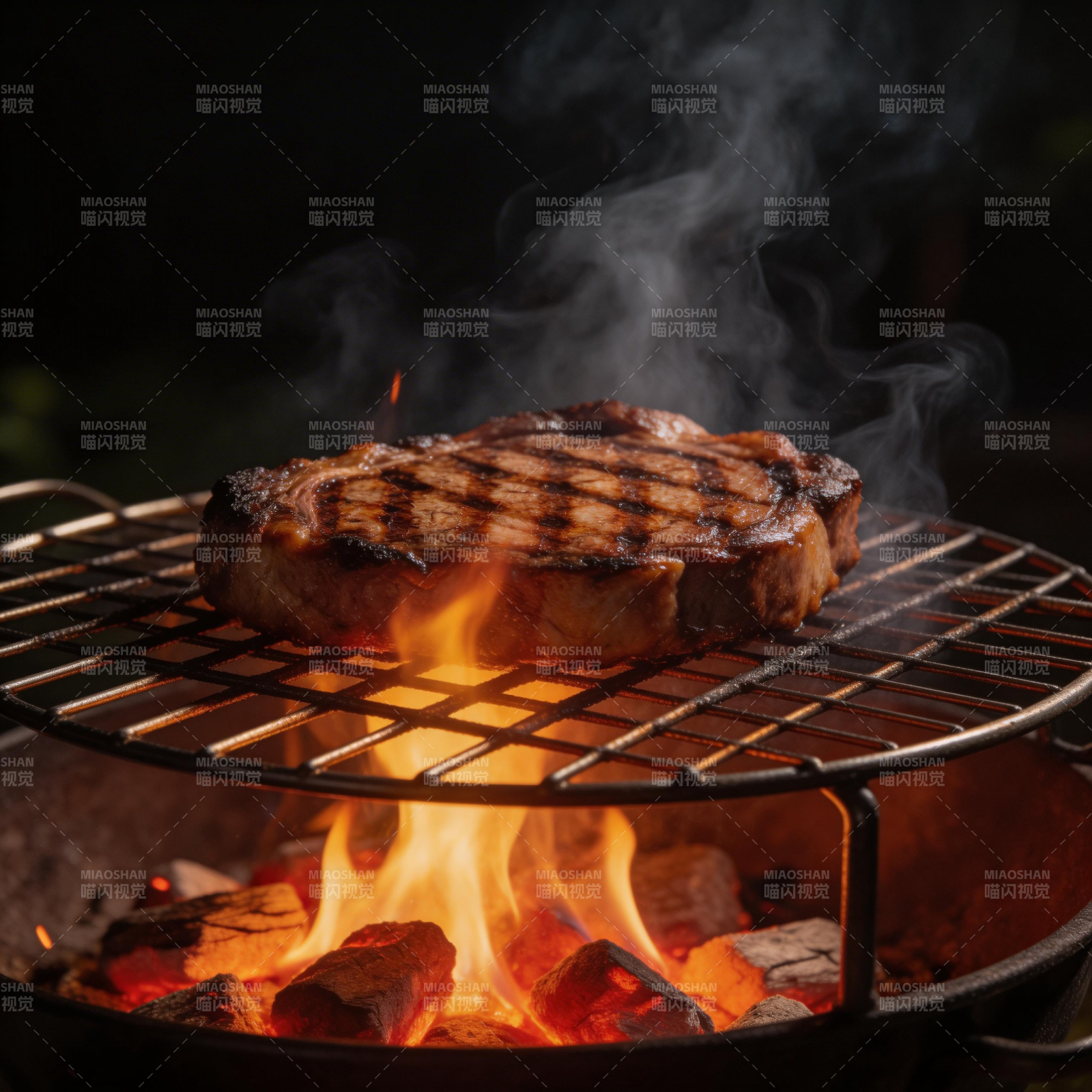 火焰烤肉 香气四溢图片