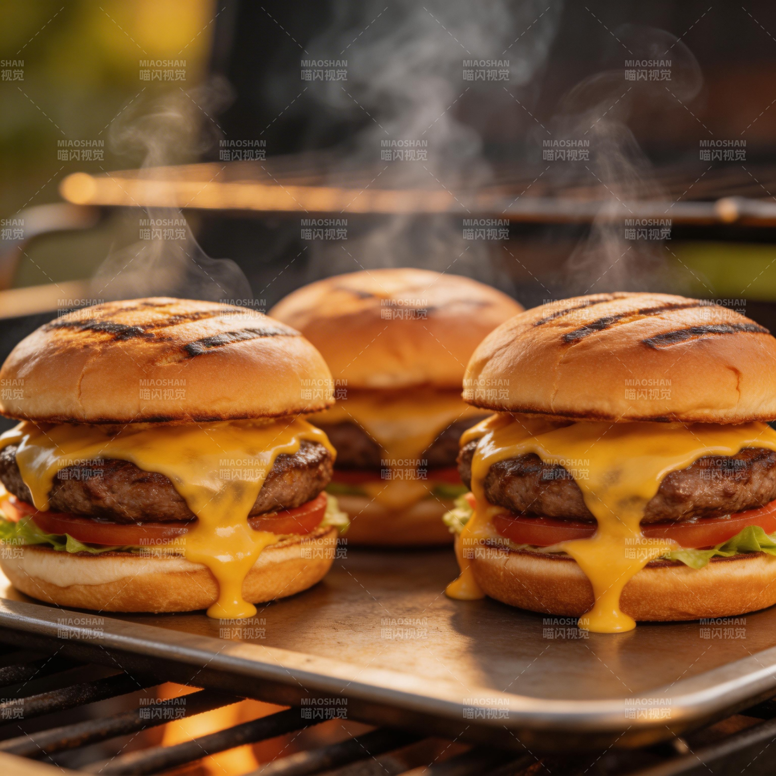 烤制美味汉堡图片