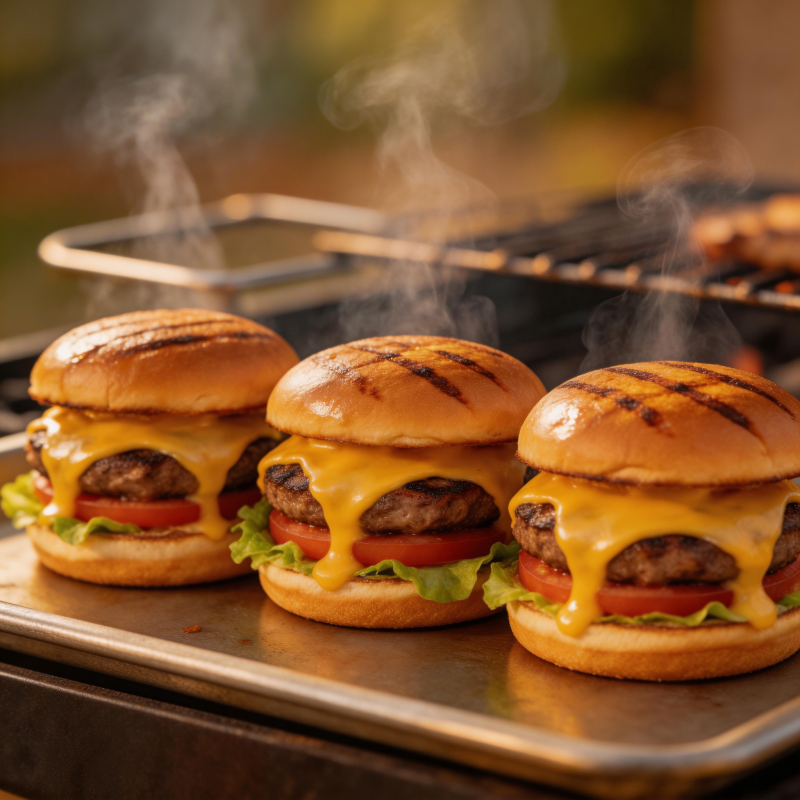 热腾腾的烤汉堡图片