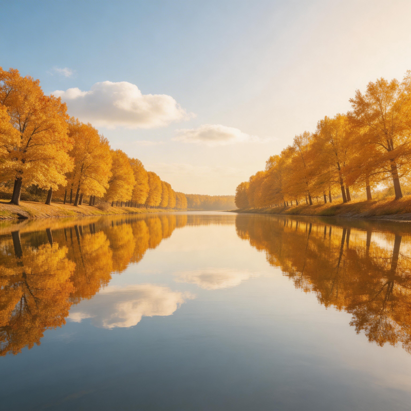 秋水映金林图片