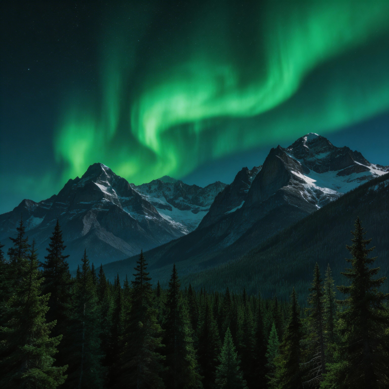 极光映雪山图片