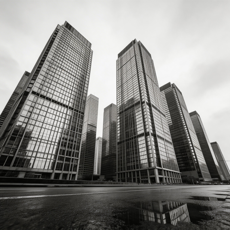 都市高楼倒影图片