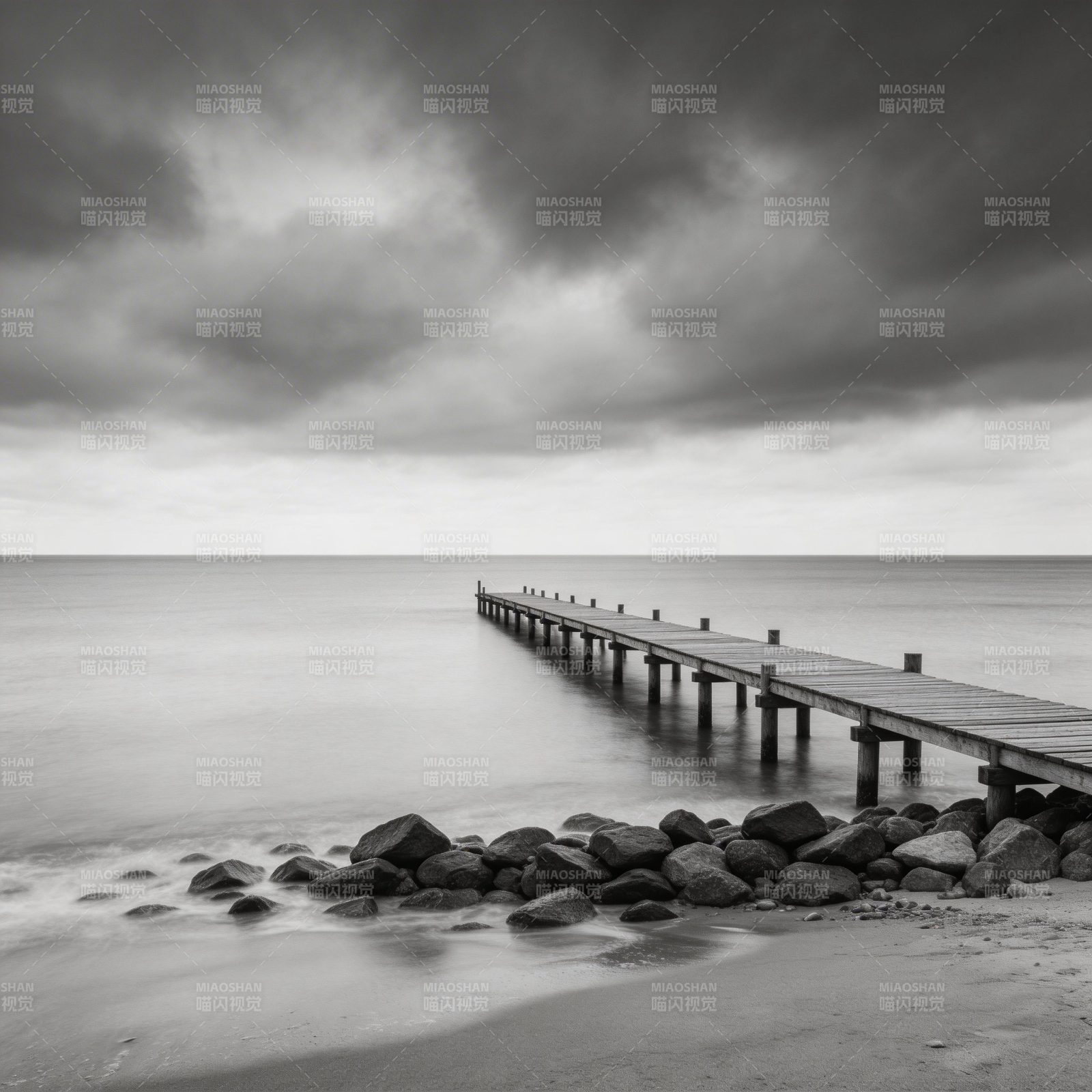 长桥入海 云影苍茫图片