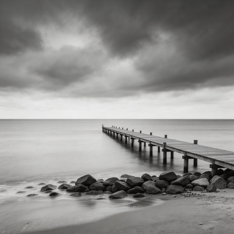 长桥入海 云影苍茫图片