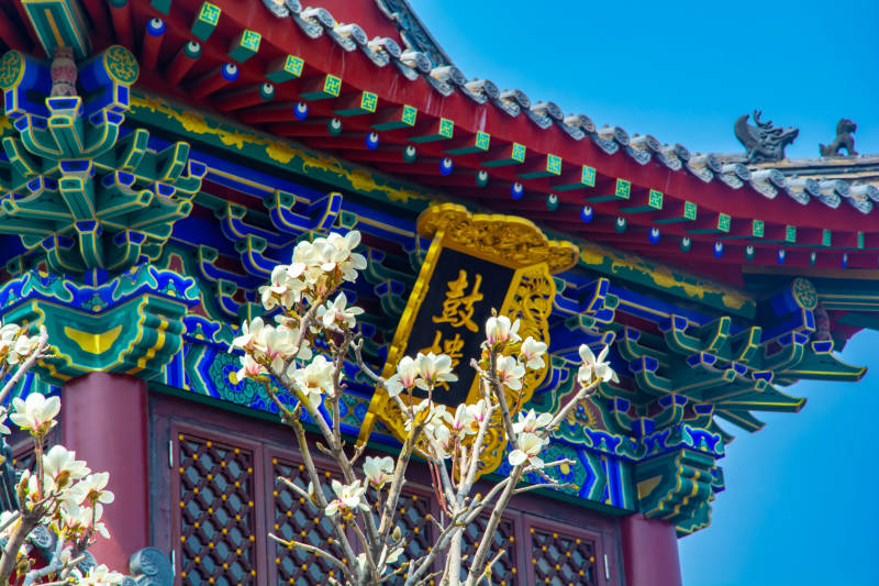 古建筑春景图片