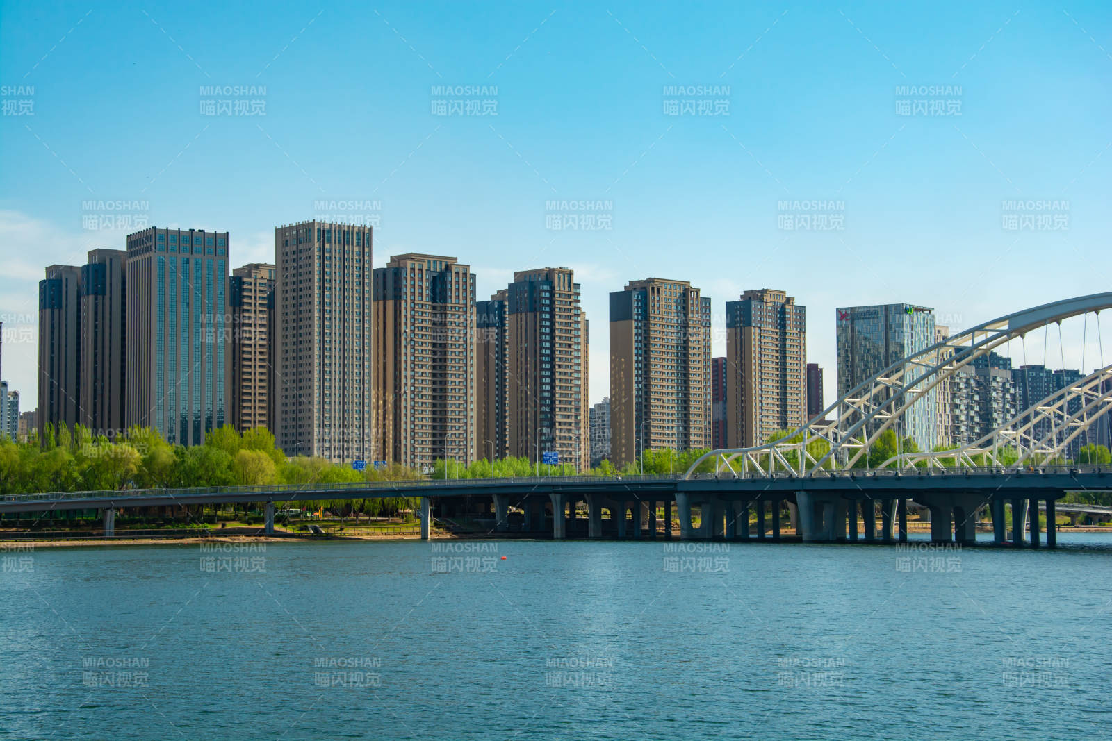 城市天际线与桥图片